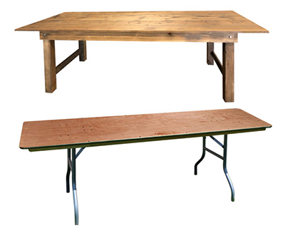 Barnwood and banquet tables